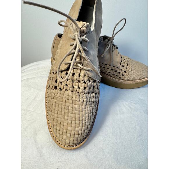 Eileen Fisher Tie Oxford Shoes Size 10 NWOB Leather Weave Tie Loafer Platform - Picture 3 of 7